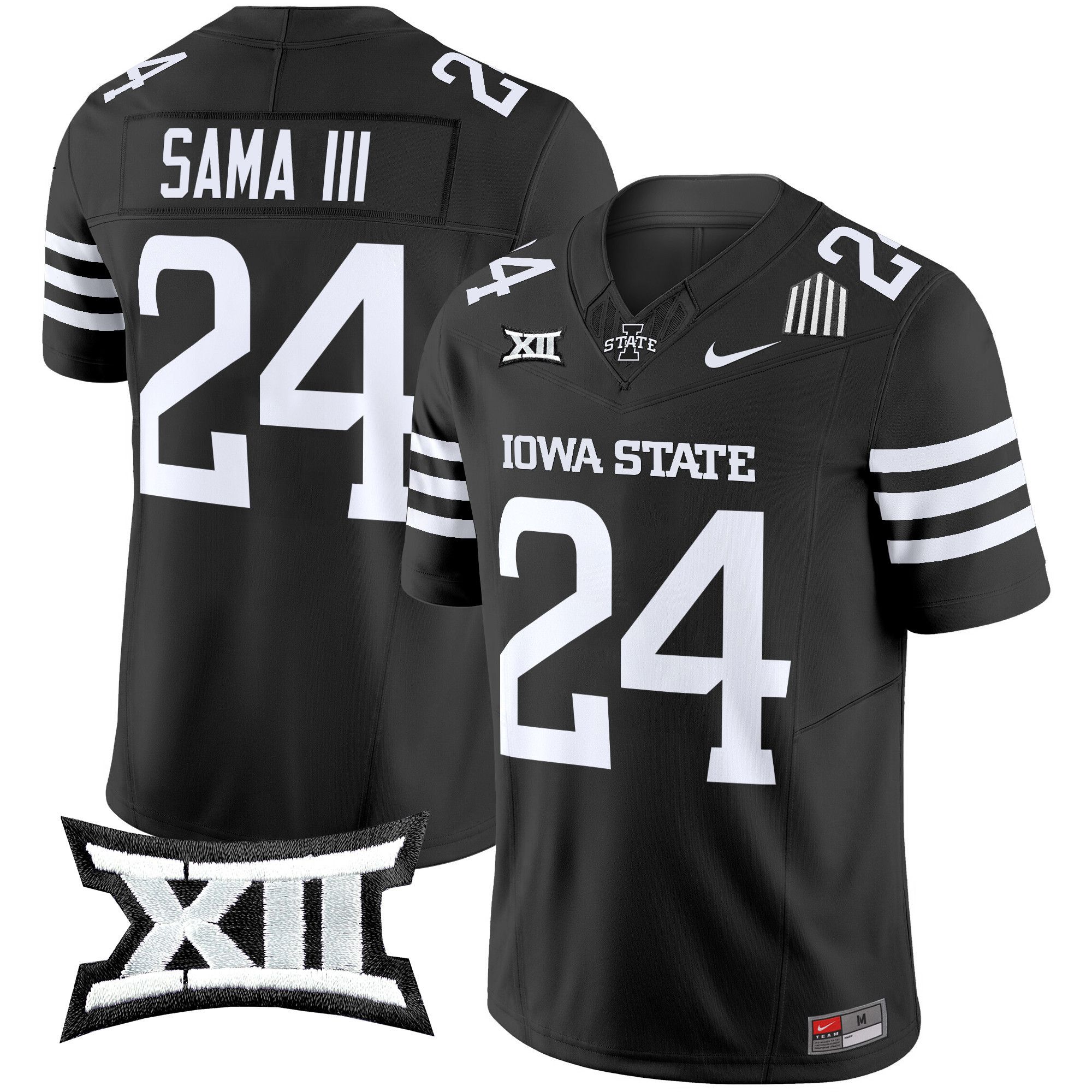 Men Iowa State Cyclones 24 Sama iii Black Nike 2024 Vapor Limited NCAA Jersey style 1